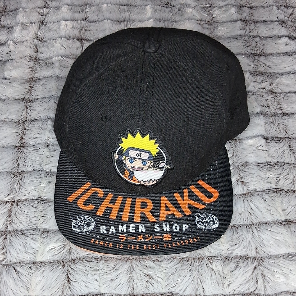 NWOT Naruto Ichiraku Ramen Shop Snapback Cap - Black & Orange